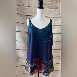 Womens CAbi Artist Med double strap long v neck tank blue teal purple orange red